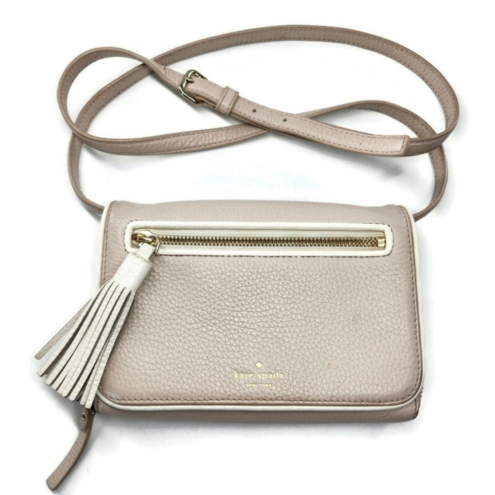 Kate Spade Chester Street Avie Cream Tassel Flap Close Zip-Around Crossbody Bag